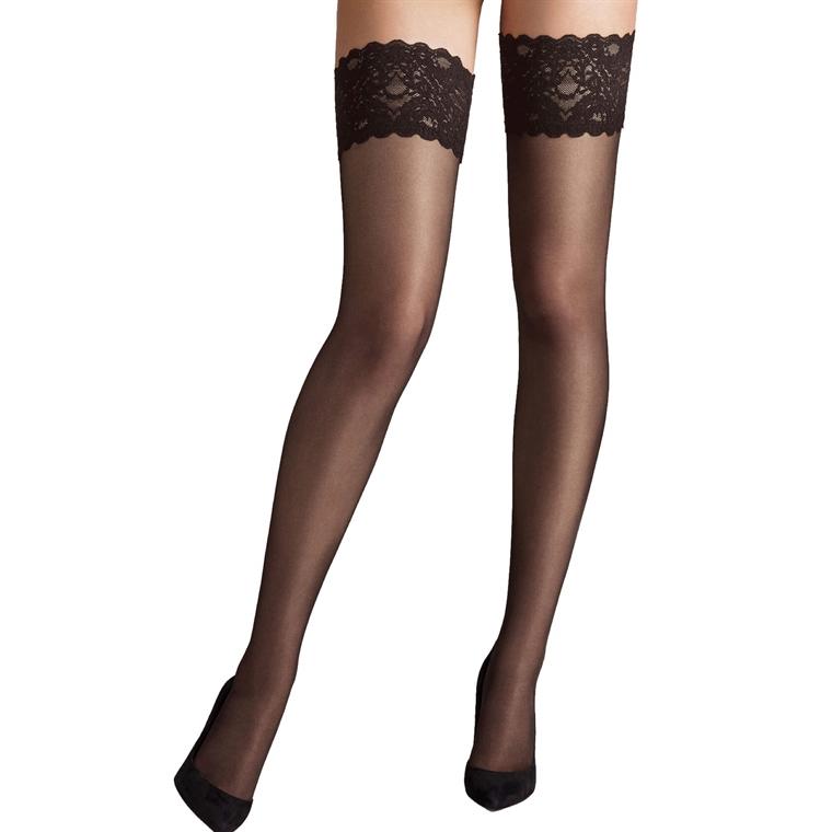 Wolford Satin Touch 20 Stay-Up, Nearly Black